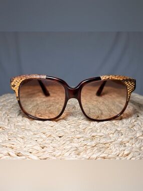 Emmanuelle Khanh Vintage Sunglasses Snake Accent 8080 France Oversized